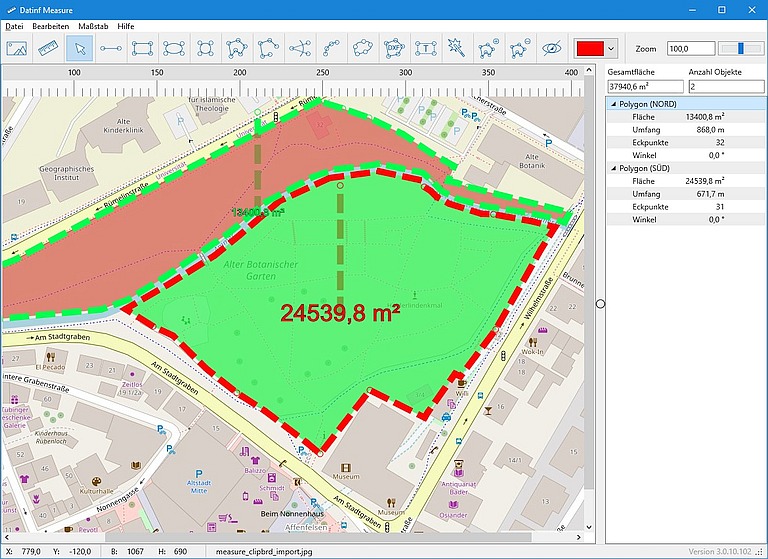 Dat-inf Measure screenshot with a map section